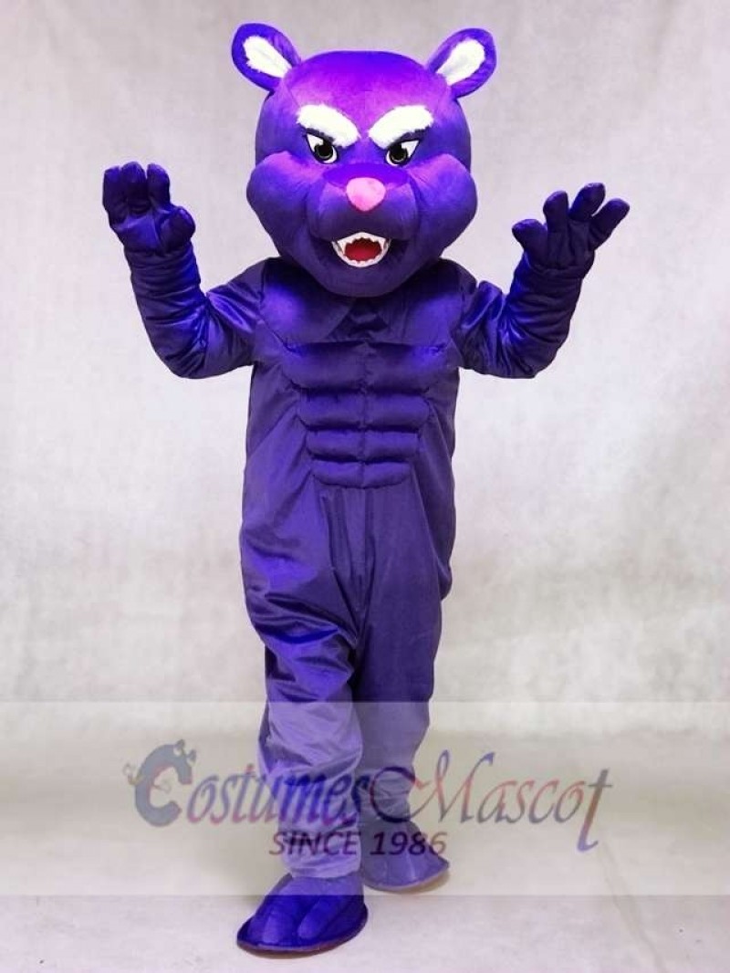 Cute Purple Muscle Panther Mascot Costumes Animal