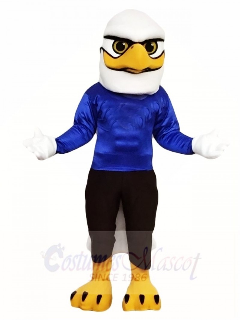 White Head Eagle with Blue Shirt Mascot Costumes Bird Animal