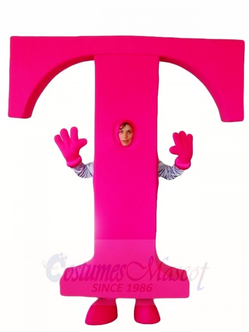Magenta Letter Alphabet T Mascot Costumes