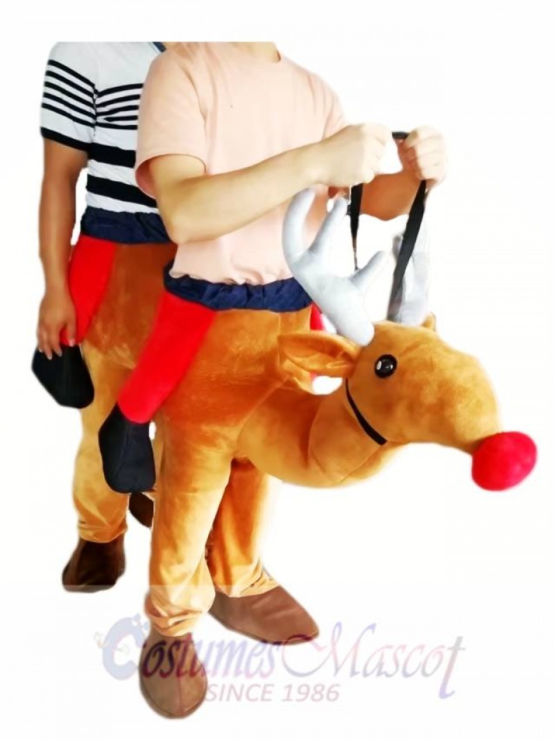 Piggyback Reindeer Carry Me Ride Red Nose Rudolph Mascot Costume