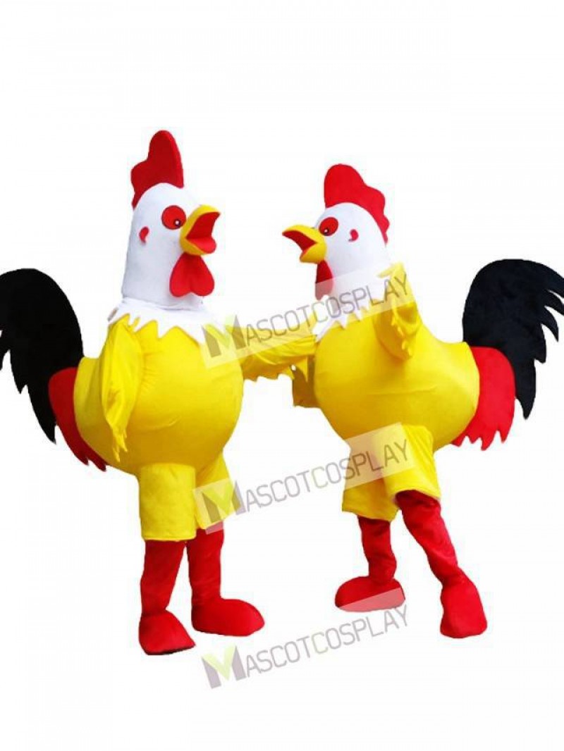 Yellow Cock Rooster with White Head Mascot Costume