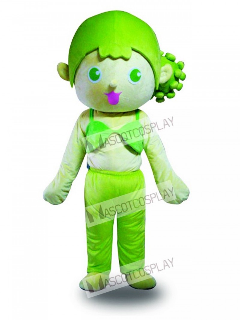 Green Hair Girl Mascot Costume