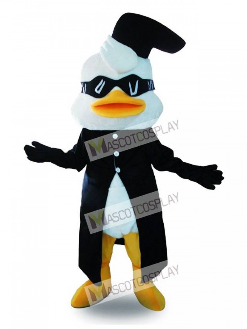 Black Suit Duck Mascot Costume with Glasses