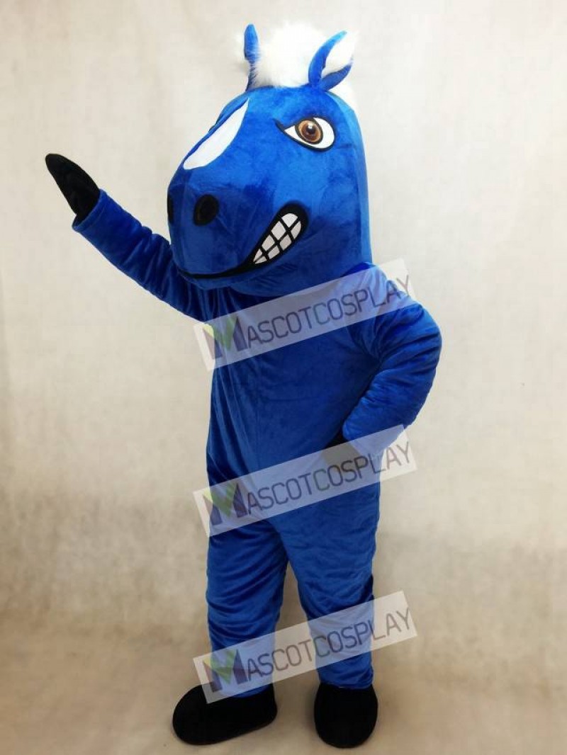 Adult Royal Blue Mustang Horse Mascot Costume