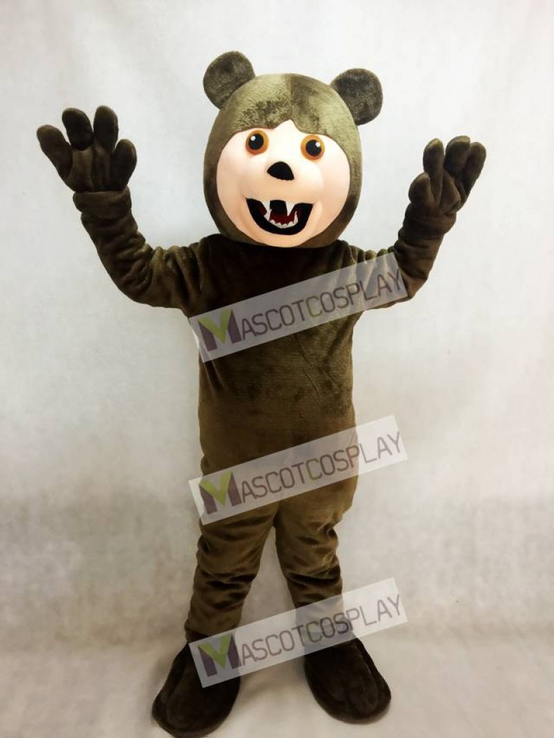 Adult Dark Brown Grizzly Bear Mascot Costume Animal