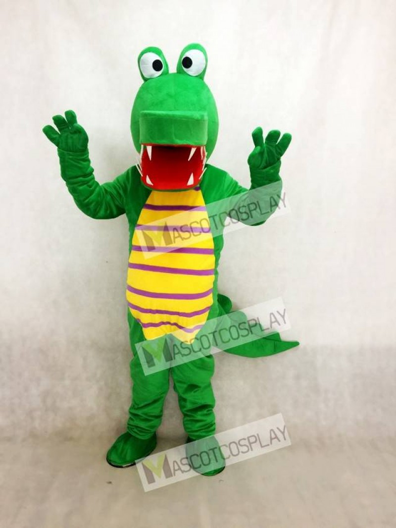 Cartoon Green Crocodile Mascot Costume