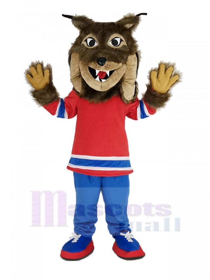 Canadian Lynx with Red Cloth Mascot Costume Animal