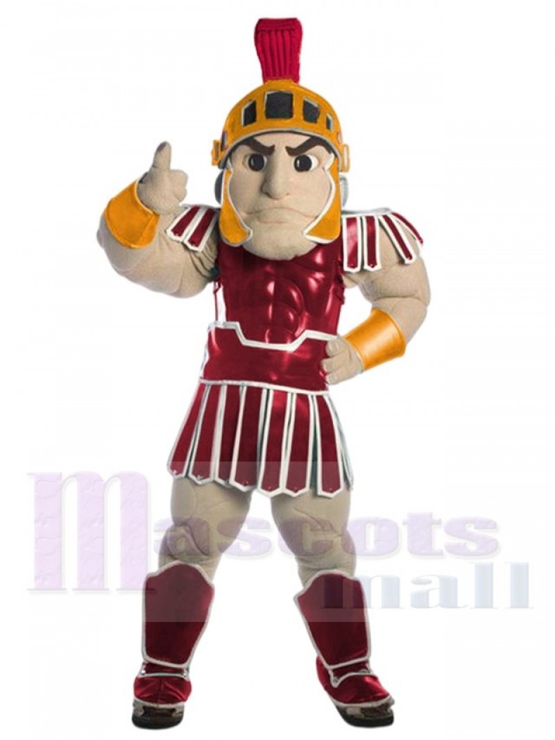 Red and Orange Spartan Trojan Knight Sparty Mascot Costume People