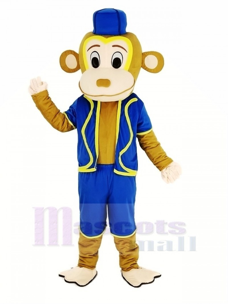 Clown Monkey in Blue Vest Mascot Costume Animal