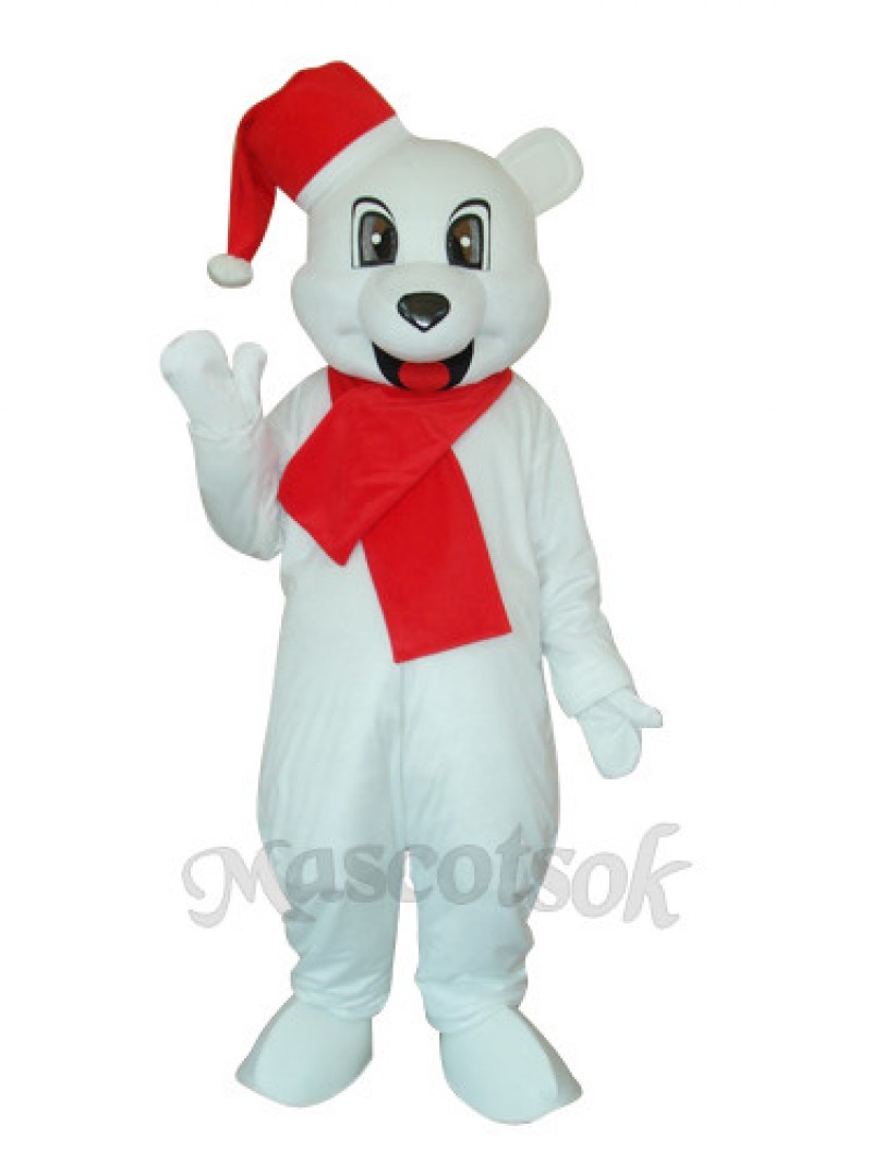 White Christmas Bear Mascot Adult Costume