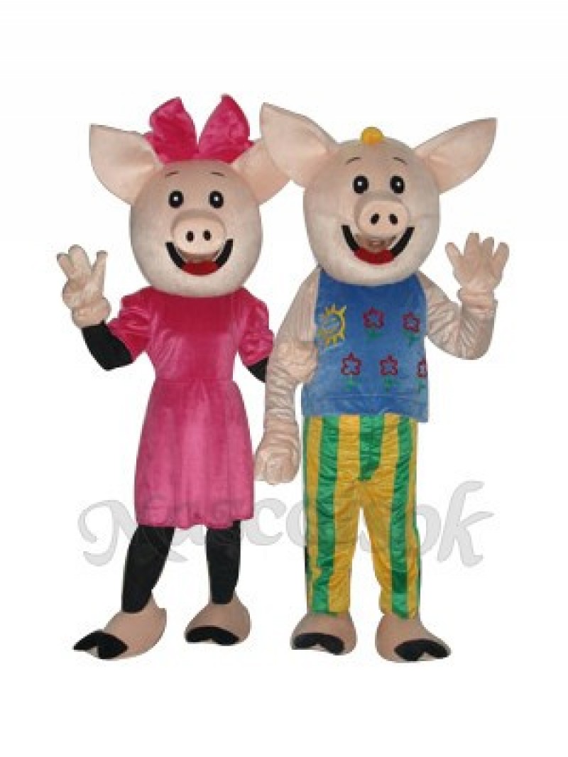 Cocoa Couple Pig Mascot Adult Costume