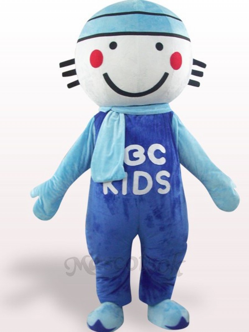 Blue Round Head Doll Plush Adult Mascot Costume