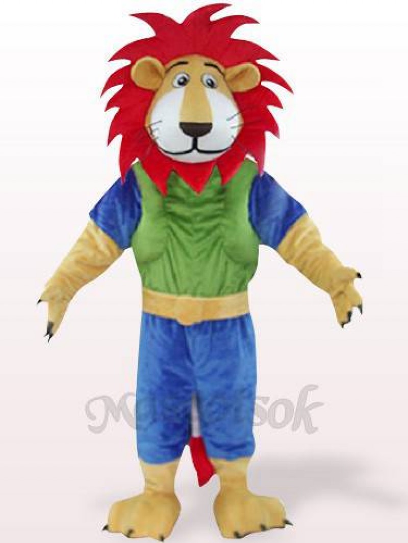 Green And Blue Leo Lion With Red Hair Mascot Costumes Animal