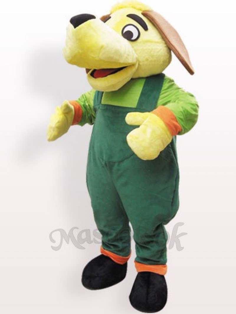 Green And Yellow Dog Plush Adult Mascot Costume