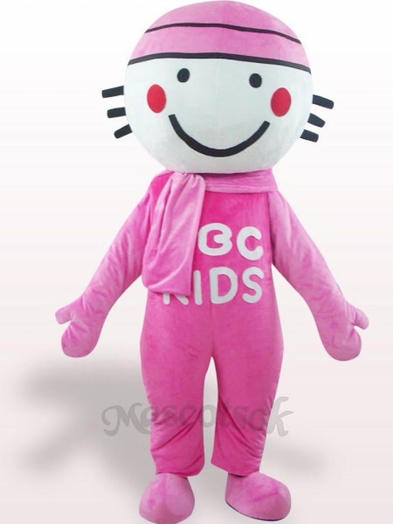 Pink Round Head Doll Plush Adult Mascot Costume