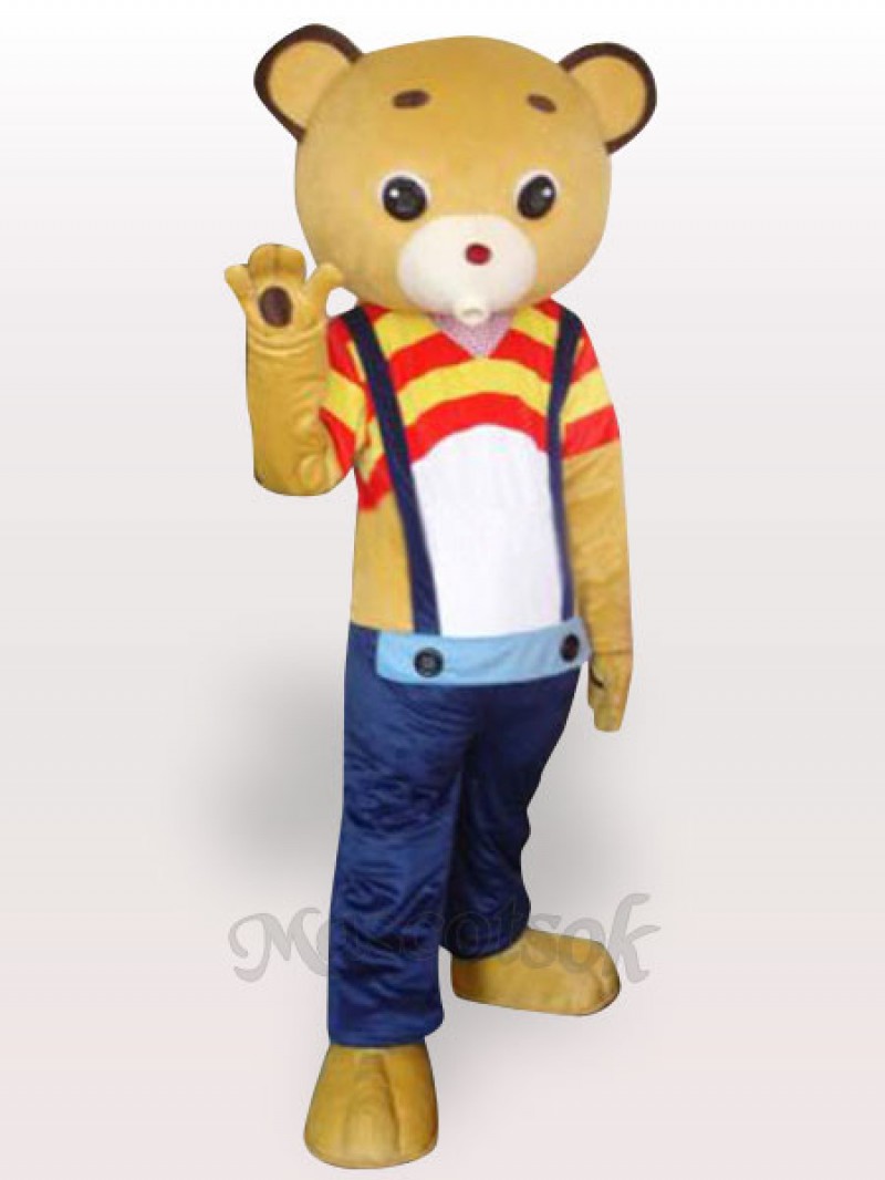 Strap Yellow Bear Short Plush Adult Mascot Costume