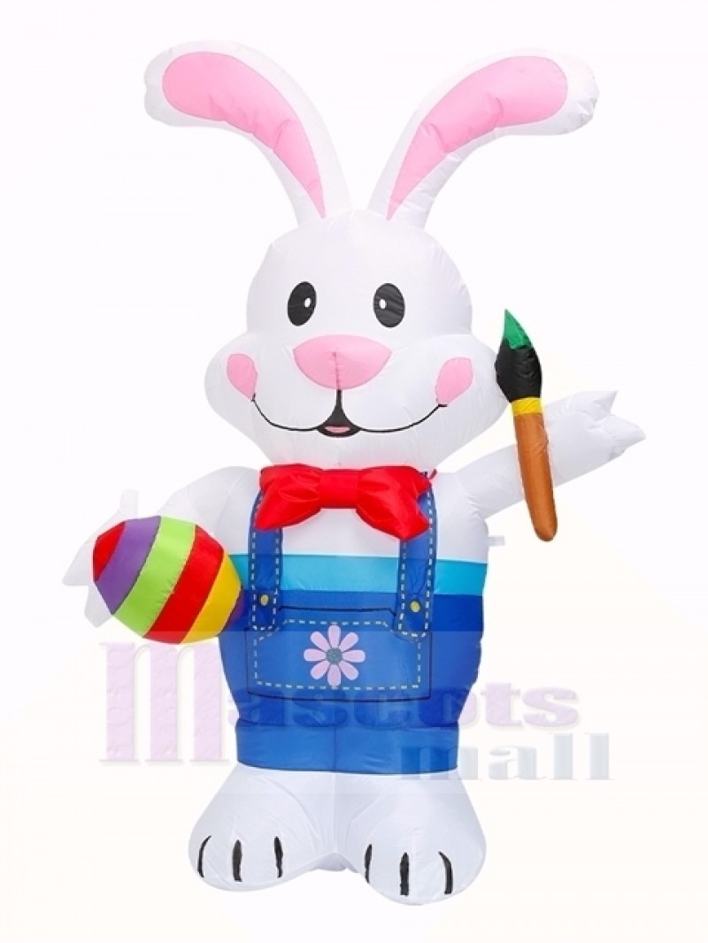 6 ft Easter Inflatable Bunny Holding Paintbrush with LED Lights Outdoor ...