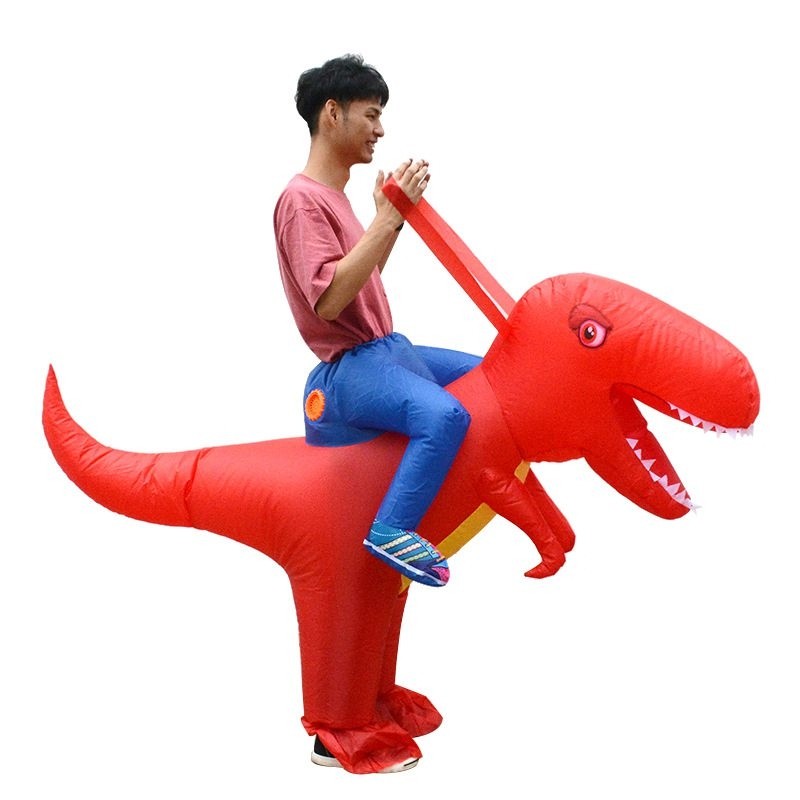 Red Dinosaur with Big Head Carry me Ride on Inflatable Costume Halloween Christmas for Adult/Kid