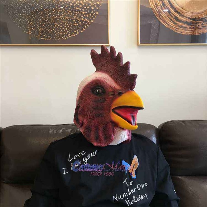 Latex Chicken Rooster Head Mask Full Head Animal Mask Cosplay Masquerade