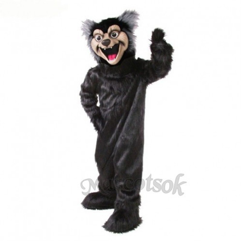 Cute Black Wolf Mascot Costume