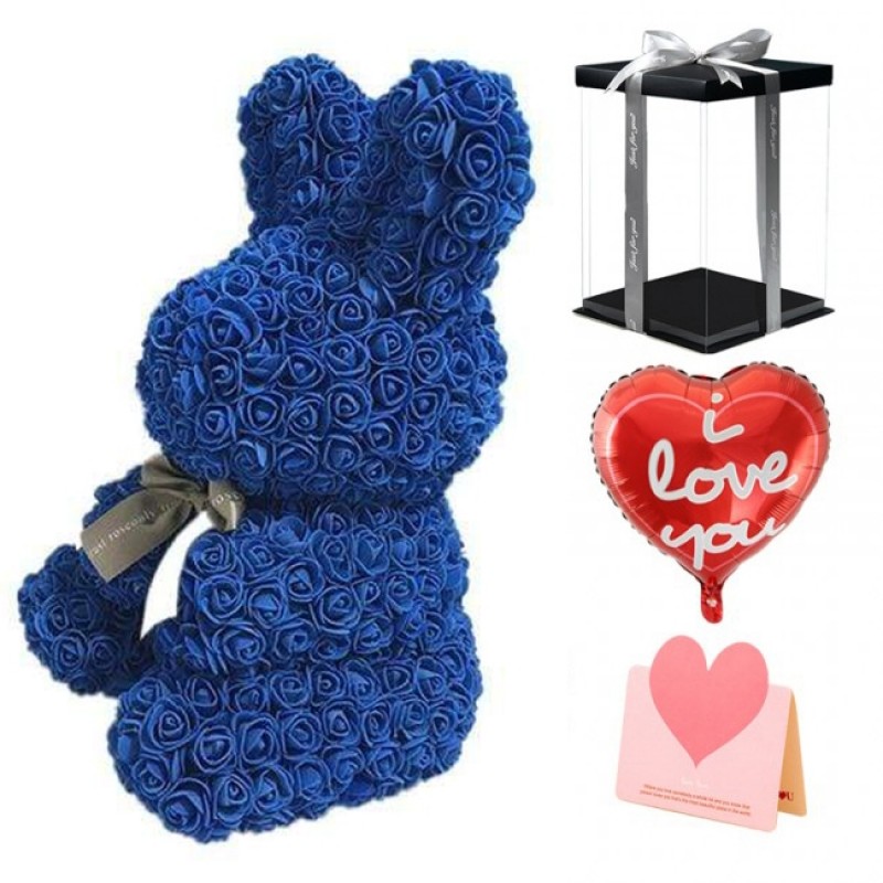 Blue Rose Rabbit Flower Rabbit Best Gift for Mother's Day, Valentine's Day, Anniversary, Weddings and Birthday