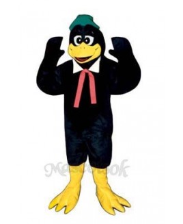 Cute Berry Black Bird with Collar, Hat & Tie Mascot Costume
