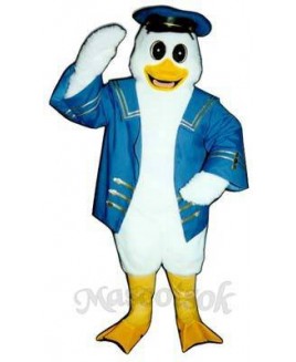 Cute Captain Duckling Duck with Jacket & Hat Mascot Costume