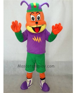 Cute Dog in Purple Shirt and Hat Adult Mascot Costume