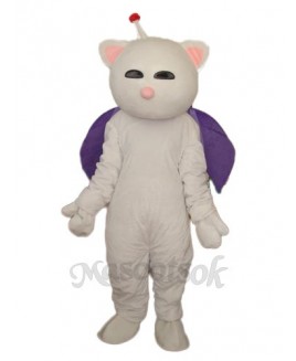 Pink Nose White Cat Mascot Adult Costume