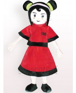 Red Dressed Girl Plush Adult Mascot Costume