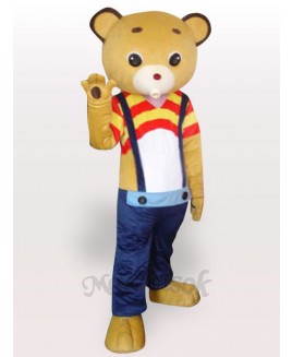 Strap Yellow Bear Short Plush Adult Mascot Costume