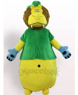 Yellow Lion In Green Clothes Plush Adult Mascot Costume