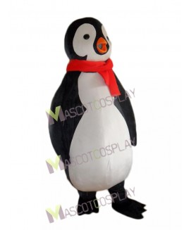 New Penguin with Red Scarf Mascot Costume