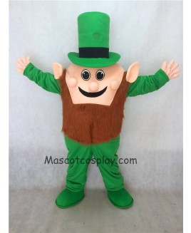Hot Sale Adorable Realistic New Leprechaun Mascot Costume with Green Hat