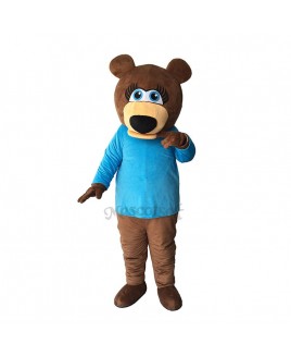 Funny Ms.Bear in Blue T-shirt Mascot Adult Costume