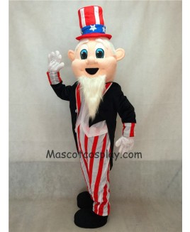 Hot Sale Adorable Realistic New Uncle Sam Patriotic Mascot Costume with Black Tuxedo