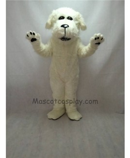 Cute White Plush Fluff Dog Mascot Costume