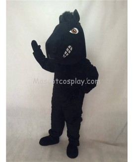 Cute New Fierce Black Stallion Horse Mascot Costume