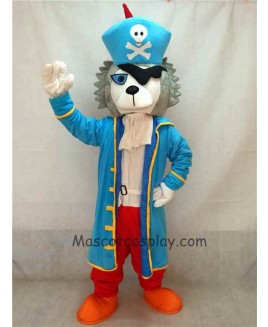High Quality Pirate Wolf Adult Funny Mascot Costume with Blue Coat& Hat