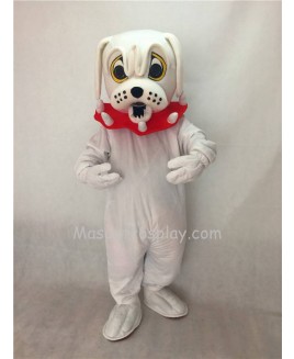 Cute White Spike Dog with Red Collar Adult Mascot Costume