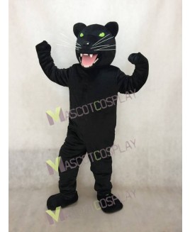 Fierce New Black Panther Mascot Costume with Green Eyes
