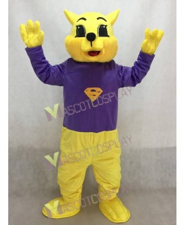 Cute Purple Shirt Winner Wildcat Cat Mascot Costume