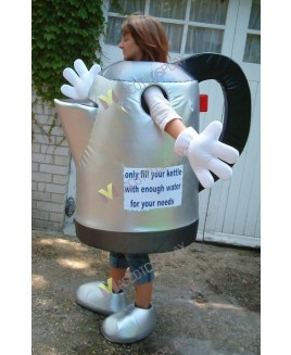 High Quality Adult Silver Kettle Mascot Costume