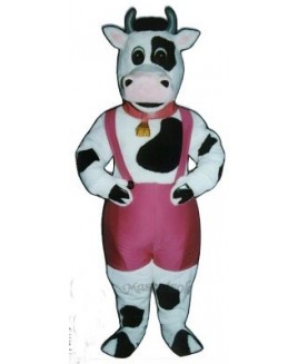 Cute Peter Porterhouse Cow with Paints, Bell & Collar Mascot Costume