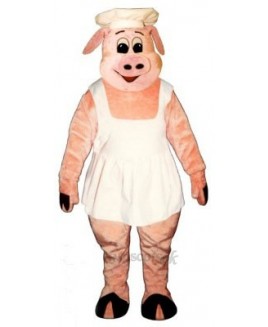 Chef Oink Pig Hog with Apron & Hat Mascot Costume