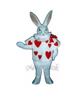 Cute White Rabbit with Jacket Mascot Costume