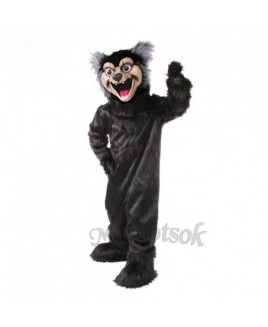 Cute Black Wolf Mascot Costume