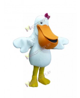High Quality Adult White Pelican Mascot Costume Halloween Outfit