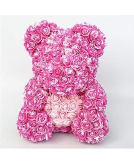 Newstyle Rose Teddy Bear Flower Bear Rose with Pink Heart Best Gift for Mother's Day, Valentine's Day, Anniversary, Weddings and Birthday