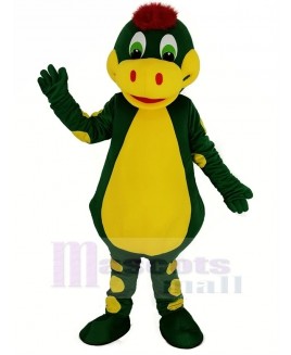 Green Dinosaur with Yellow Belly Mascot Costume Animal